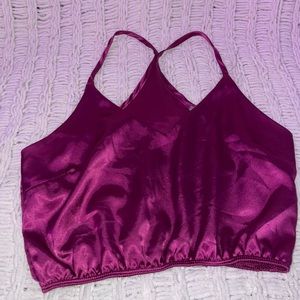 Spaghetti strap crop top in fuchsia color